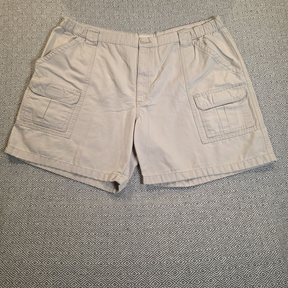 Vintage Y2K Savane Cargo Shorts Men’s 44 Khaki Beige Cotton Utility
